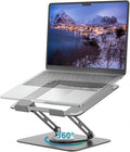 ALASHI Laptop Stand for Desk with 360° Rotating Base, Multi-Angle Adjustable Laptop Stands, Foldable Laptop Riser Compatible with 10 to 17 Inches PC Computer, Grey