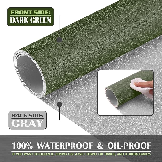 K KNODEL Large Office Leather Desk Mat, Mouse and Keyboard Pad, Computer and Laptop Mat, Desktop Protector and Cover, Writing Pad and Blotter (35.4"x17", Dark Green)