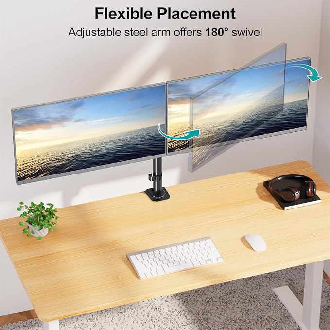 MOUNT PRO Dual Monitor Mount Fits 13-32 Inch/17.6lbs LCD Screen, Computer Monitor Desk Mount, Articulating Monitor Arm, Height Adjustable Display Stand for 2 Monitors, VESA Mount 75x75/100x100mm