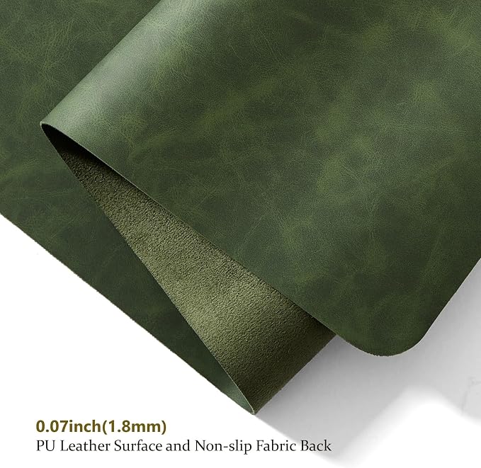 Distressed Leather Desk Mat - Non-Slip PU Desk Pad for Office and Home - Desk Organization and Accessories - Ideal for Large Mouse Pad and Desk Mats on Top of Desks(Forest Green,27.6"x 13.8")