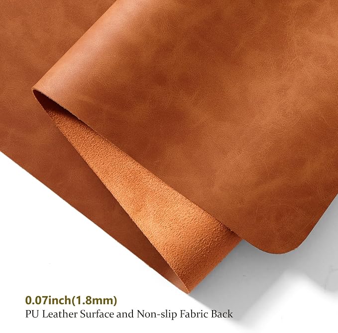 Distressed Leather Desk Mat - Non-Slip PU Desk Pad for Office and Home - Desk Organization and Accessories - Ideal for Large Mouse Pad and Desk Mats on Top of Desks(Tan,36"x 17")