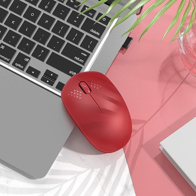 seenda Wireless Mouse, 2.4G Noiseless Mouse with USB Receiver Portable Computer Mice for Windows PC, Notebook, Laptop - Red