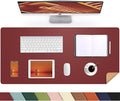 AFIING Cork Desk Mat, 35.4" x 17", Red,Desk pad Protector | Dual-Sided Cork & PU Leather, Large Mouse Pad, Non-Slip & Waterproof