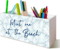 Beach Gifts for Women Men, Meet Me at The Beach Pen Holder for Home Office Kitchen Desk Decor, Coastal Makeup Brush Toothbrush Holder Organizer for Bathroom Desk Accessories