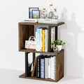 Desk Organizer and Desk Hutch Shelf – Desktop Bookshelf for Small Spaces, Mini Storage Unit for Dorm, Office, 3-Tier Desk Top Organizer Shelf, Rustic Brown