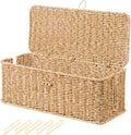 BROWNLILY Cable Management Box, Rattan Style Cord Organizer for Desk Cord Hider Outlet Covers for Power Strip TV PC Router Charger Under Desk Storage with Lockable Lid and Cable Ties