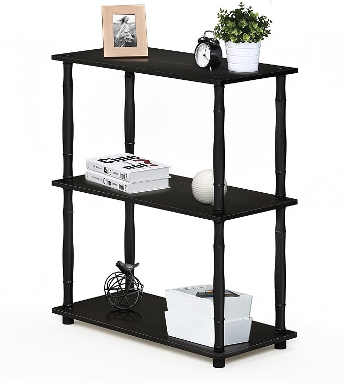 Furinno Turn-N-Tube 3-Tier Compact Multipurpose Shelf Display Rack with Classic Tube, Espresso/Black