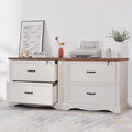 34.6" Farmhouse File Cabinet,Wood File Cabinet with Hanging File Folders,Top Drawer Lockable,Lateral Filing Cabinet for Home Office Compatible with Letter/Legal/A4 Size (2)