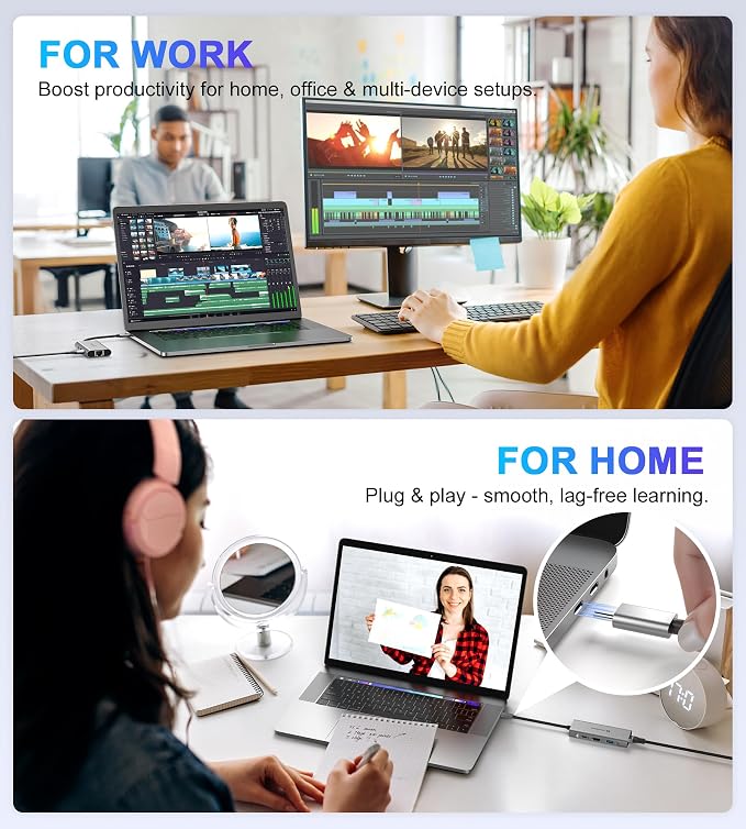 UtechSmart USB C Hub, USB C Ethernet Multiport Adapter, 6 In 1 USB C to HDMI Dock Compatible for Macbook Pro/Air, Chromebook, Dell XPS, HP and Type C Devices (Gigabit Ethernet 100W PD 4K HDMI USB 3.0)