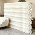 Accordion Kraft Paper Room Divider, 3D Diamond Wave Privacy Screen, Modern Freestanding Folding Partition, No Drill & Portable for Home Office Studio Salon White