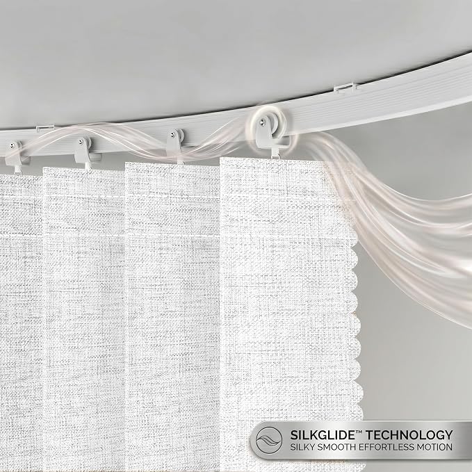 JILRON Hanging Accordion Room Divider with Track System - Ceiling-Mounted Partition Curtain, Simple Installation(White 100" W x 84" L-Pack of 1)
