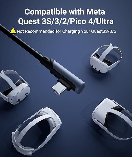 Syntech Link Cable 20 FT Compatible with Oculus/Meta Quest 3/Meta Quest 3S, Quest2/Pro/Pico 4/Ultra Accessories and PC/SteamVR, High Speed PC Data Transfer, USB 3.0 to USB Cable for VR Headset, Black