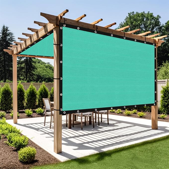 Shade&Beyond Customized Size 90% Sun Shade Cloth with Grommets, 8' X 16' Pergola Shade Cover Canopy, Mesh Tarp Sun Screens for Patio, Outdoor, Garden, Backyard GN01, Turquoise