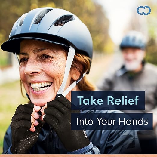 Copper Compression Arthritis Gloves | Fingerless Arthritis Carpal Tunnel Pain Relief for Men & Women | Hand Support Wrist Brace for Neuropathy, Rheumatoid, Tendonitis, Swelling, Crocheting Nude (M)