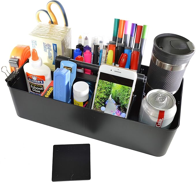 -Large Portable Caddy, DIY Dividers, 8 Compartments, School Office Supplies Home Business Organizer,Portable Basket with Handle Storage Organizer Modern Made in USA (10 PACK, Black)