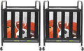 STO STO 2 Pack Rolling Sports Ball Storage Cart, Lockable Basketball Cage with Elastic Straps, Sport Equipment Holder Organizer for Indoor Outdoor, Steel Storage Rack for Playgroud and Gym, Black