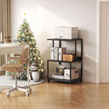 Mexin Black Printer Stand-Small 3 Tier Printer Table with Wheels, Industrial Rolling Printer Cart with Storage Shelf for Scanner Fax Home Office Use,17.5 x 11.8 Inches