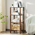 YUFAM 4 Tier Tall Wooden Bookshelf with Storage - Small Bookcase for Small Spaces, Shelf for Living Room, Office, Bedroom, Kitchen - Industrial Retro Brown Book Shelf