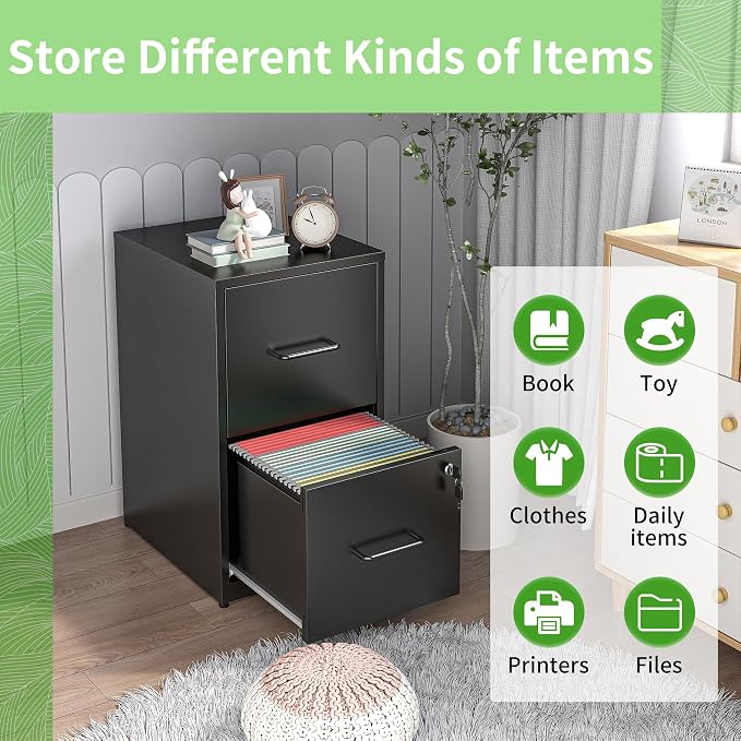 Metal File Cabinet with Drawer Heavy Duty Home Office Steel Vertical Filing Lockable Cabinets for Legal/Letter Size,Assembly Required