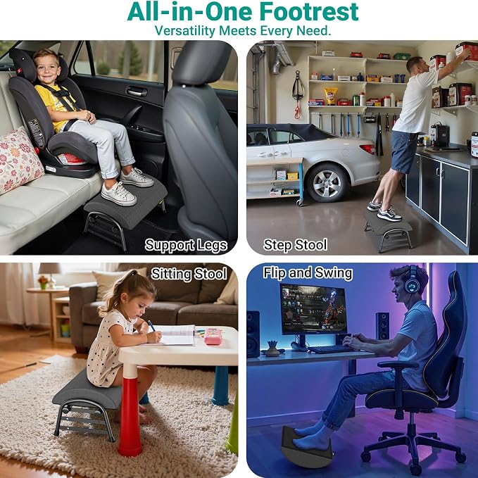 YEASHEIN Adjustable Foot Rest for Under Desk at Work, Ergonomic Under Desk Footrest with 6 Positions, Foot Stools for Under Office Desk Chair, Leg Rest for Home, Car, Computer, Gaming Accessories