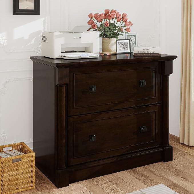 blini 2 Drawer File Cabinet Farmhouse Lateral File Cabinet with Hanging File Folders，Fits Letter/Legal/A4 Sizes, 36.8" Large Wood File Storage Cabinets Printer Stand for Home Office