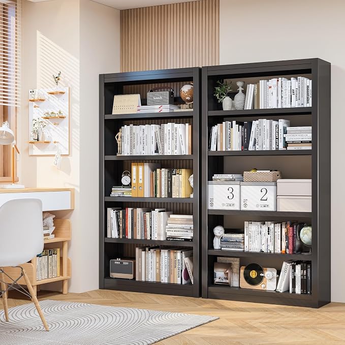 69" Tall Bookcase, Metal 6 Tier Bookshelf, Adjustable Industrial Bookshelf, Easy Assembly Modern Open Black Storage Shelf for Office, Bedroom, Living Room, Classroom, Library