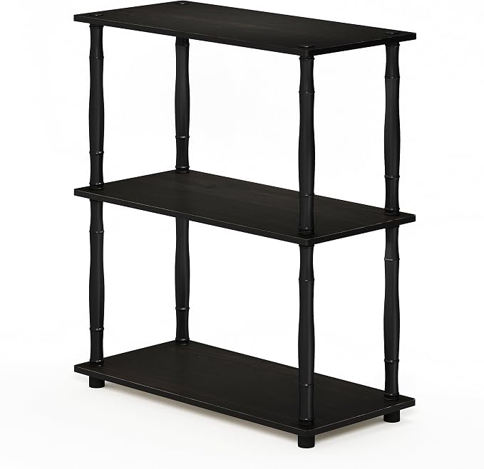 Furinno Turn-N-Tube 3-Tier Compact Multipurpose Shelf Display Rack with Classic Tube, Espresso/Black