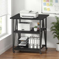 Arbuxzuy 3-Tier Printer Stand, Large Printer Table with Storage, Industrial Printer Storage Cart with Wheels, Rolling Printer Stand for Heat Press Scanner Fax, Black