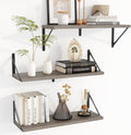 Heimlove Floating Book Shelves for Wall,23.6 Inches Wall Bookshelf Mounted Display&Storage Wood Shelves for Kitchen Bathroom Laundry Living Room,Set of 3,Silver Grey