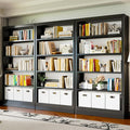 70.9" H Metal Bookshelf, Adjustable Bookcase, 5-Tier Heavy Duty Bookshelf with Bookend, Tall Bookshelves, Bookcase Shelf for Living Room, Office, Library,Classroom (Black-37.4W)