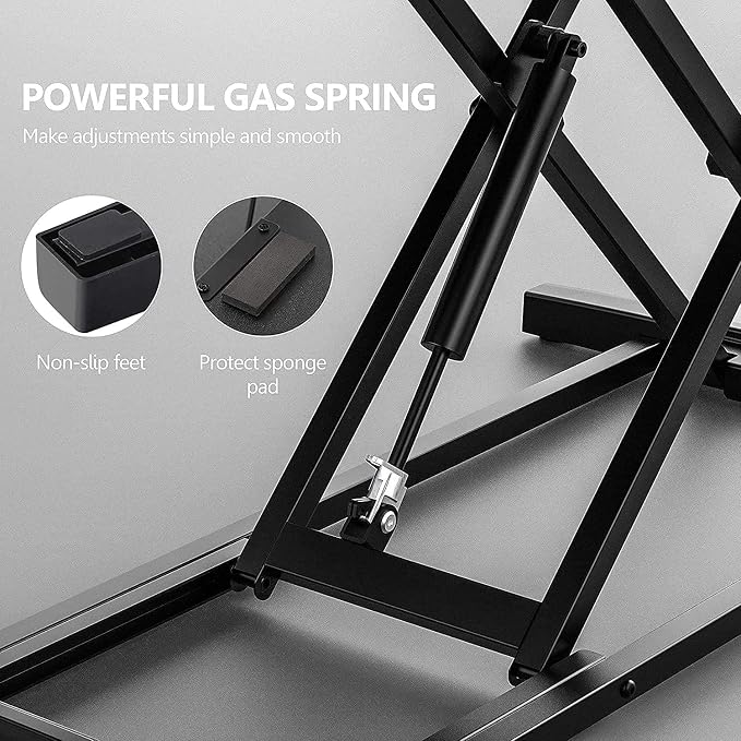 FITUEYES Height Adjustable Standing Desk 36” Wide Sit to Stand Converter Stand Up Desk Tabletop Workstation for Laptops Dual Monitor Riser White SD309103WW