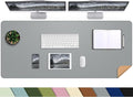 AFIING Cork Desk Mat 47" x 23.6", Dual-Sided Natural Cork & PU Leather Desk Pad, Non-Slip Waterproof Large Mouse Pad for Office, Home & Gaming (Light Grey)