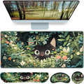 Mouse Pad Anime, Mouse Pad with Wrist Rest, 4-in-1 XXL Large Desk Mat Kawaii Mousepad with Gel Wrist Support Keyboard Wrists Rest Coaster, Ergonomic Gaming Cat Desk Pad, Funny Cute Office Accessories