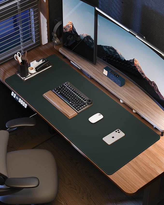 Large Desk Mat 55"x17" - Premium Non-Slip Desk Pad, Waterproof and Scratch-Resistant Office Desk Protector, Large Desk pad Workspace Mat for Home and Office(Dark Green)