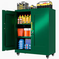36" Metal Garage Storage Cabinet with Lock and Wheels,Rolling Steel Locker Organizer,Office File Cabinet with 2 Doors and 2 Adjustable Shelves,Tool Cabinets for Home Office,Gym,School (Green)