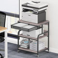 EasyCom 23.6''x18.9'' Extra Large Printer Stand with Drawer, 5-Adjustable Heights 3 Tier Table with Wheels, Rolling Printer Cart with Storage for Printer Scanner Fax Home Office Use