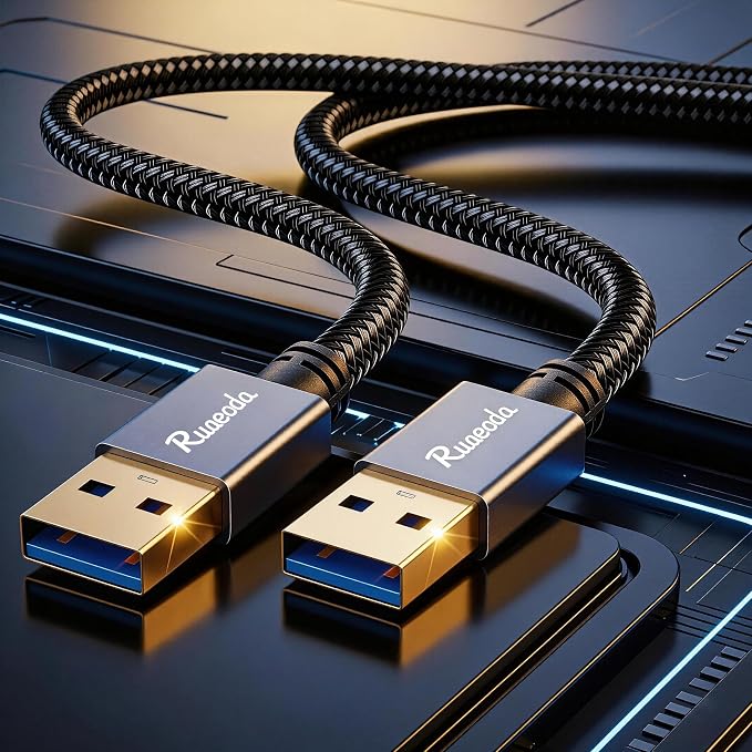 USB to USB Cable 3 ft, USB 3.0 Male to Male Braided Cord, 5Gbps Data Transfer, Compatible with Hard Drive, Cooling Pad, DVD (Not PC-to-PC)