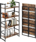 BHG Vintage Multifunctional Folding Bookshelf, No-Assembly Plant Stand Storage Rack Shelves for Home Office (Fire, 4-Tier)