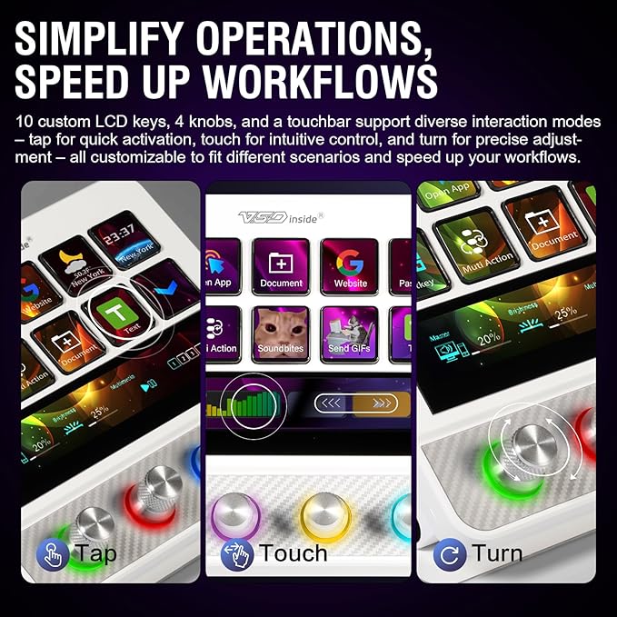 Macro Pad, Streaming Deck Stream Controller Soundboard Keypad, Programmable Keys USB Shortcut Keyboard for Gamer Streamer, Audio Mixer for OBS, YouTube, Office Desk Setup, PC, Mac
