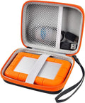 Case Compatible with LaCie Rugged Mini 1TB/ 2TB/ 4TB/ 5TB External Hard Drive Portable HDD, Storage Holder for Hard Drives for Mac and PC Computer & USB 3.0 2.0 Cable SD Cards (Orange)