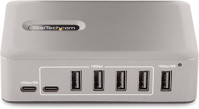 StarTech.com 10-Port USB-C Hub - 8X USB-A/2x USB-C - Self-Powered w/65W Power Supply - USB 3.1 10Gbps - Desktop/Laptop USB Hub w/USB-IF Certified 3ft Locking Cable, USB C Splitter, TAA