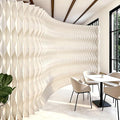Accordion Kraft Paper Room Divider, 3D Diamond Wave Privacy Screen, Modern Freestanding Folding Partition, No Drill & Portable for Home Office Studio Salon White