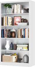 VASAAOSD 66" Tall Metal Bookcase, 5 Shelf White Bookcase with Adjustable Shelves, Large Bookshelves and Bookcases, Modern Book Shelf Storage Organizer for Living Room, Home Office, Library
