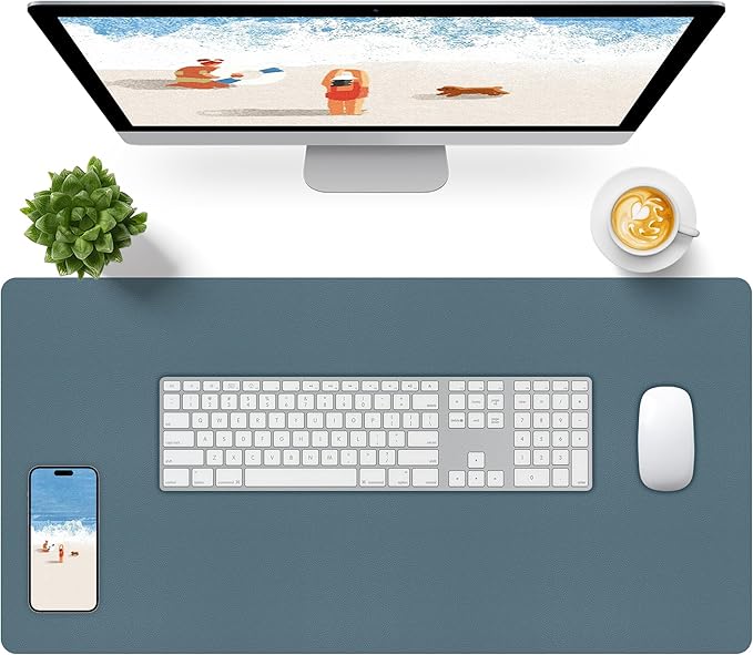 Bloss Light Blue Desk Mat 31.5x15.7, Desk Matt for Desktop, Waterproof Large Desk Mat, Computer Mat for Office/Home/Decor