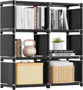 Mavivegue Book Shelf, Cube Storage Organizer, DIY Bookcase, Metal Bookshelf,Tall Book case for Bedroom, Living Room,Office,Closet, Cubicle Rack (6-Grid,Black）