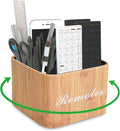 Square Leather Art Supply Organizer,Remote Control Holder with Removable Dividers,360°Rotatable Pencil Holders,4 Compartments Organizer for Office Supplies Storage Box(1-Beige)