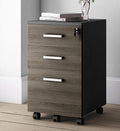 Modern Design Lazio File Cabinet, Filing Cabinets for Home Office, Drawers for Under Desk, Locking 3 Drawer Rolling Wood Filing Cabinet with Lock, Black and Grey, by Crafts and Comfort
