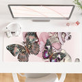QiyI Large Mouse Pad, PU Leather Desk Blotter Protector, Waterproof Computer Desk Mat, Butterflies Keyboard Mouse Pads, Non Slip Base Home & Office Accessories, Extended Large Size 31.5" x 11.8"
