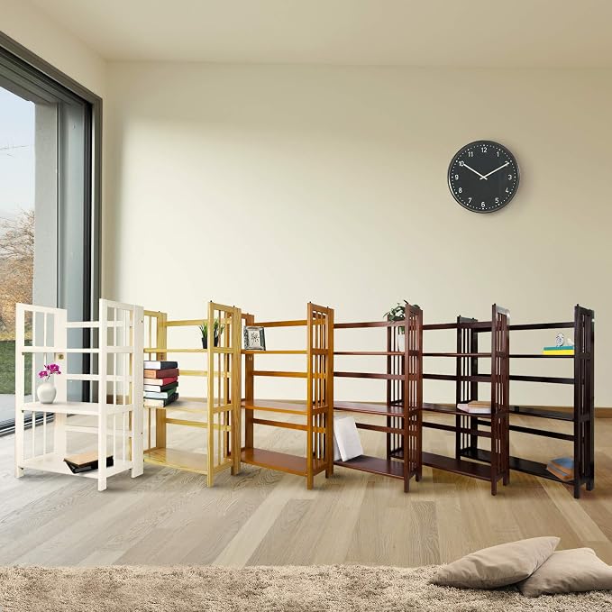 Casual Home 3-Shelf Folding Stackable Bookcase (27.5" Wide)-Honey Oak