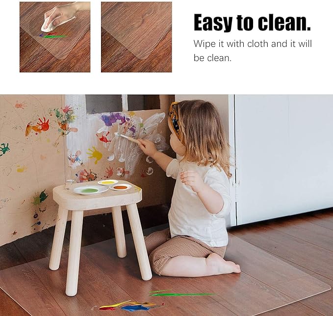 Kuyal Clear Chair mat for Hardwood Floor 44 x 58 inches Transparent Floor Mats Wood/Tile Protection Mat for Office & Home (44" X 58" Rectangle)